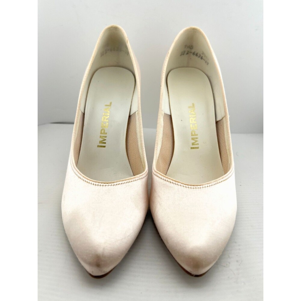 Vtg IMPERIAL Women's 7.5 B High Heels Pale Pink Satin Y2K Prom Fairy USA Made - Picture 6 of 15